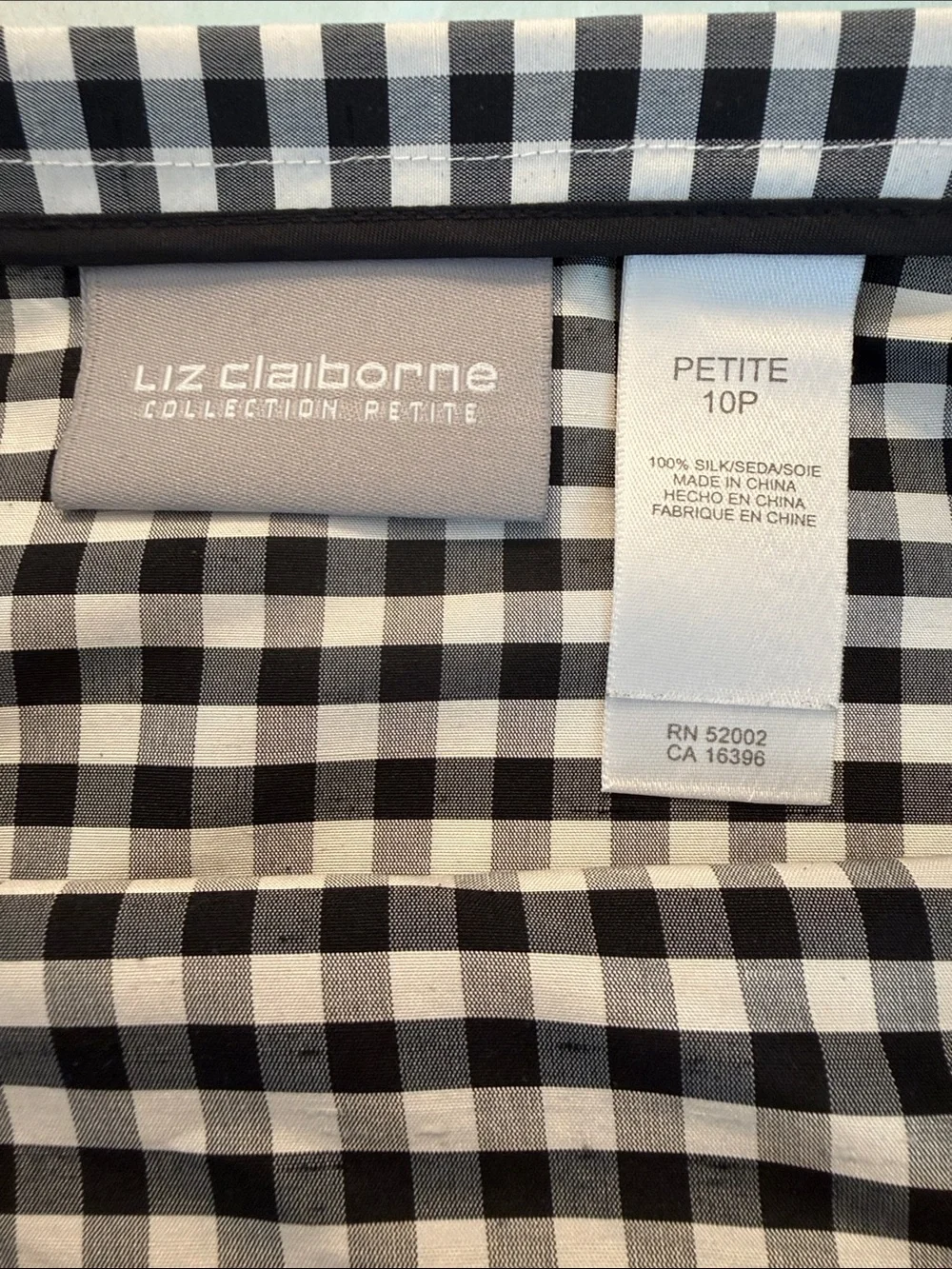 Liz Claiborne Black and White Gingham Midi Skirt Size 10P - Picture 2 of 6